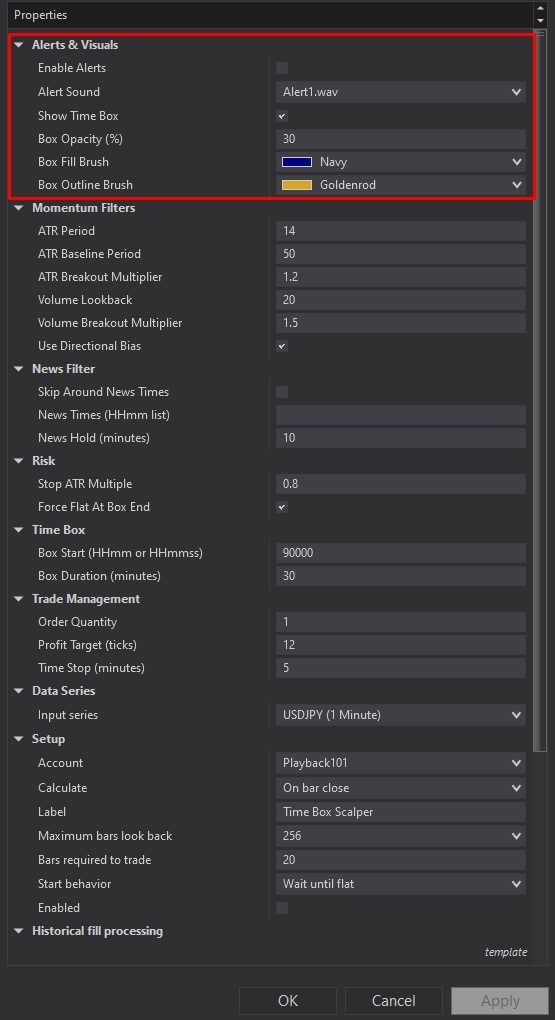Time Box Scalper - NinjaTrader 8 Strategy Screenshot 3