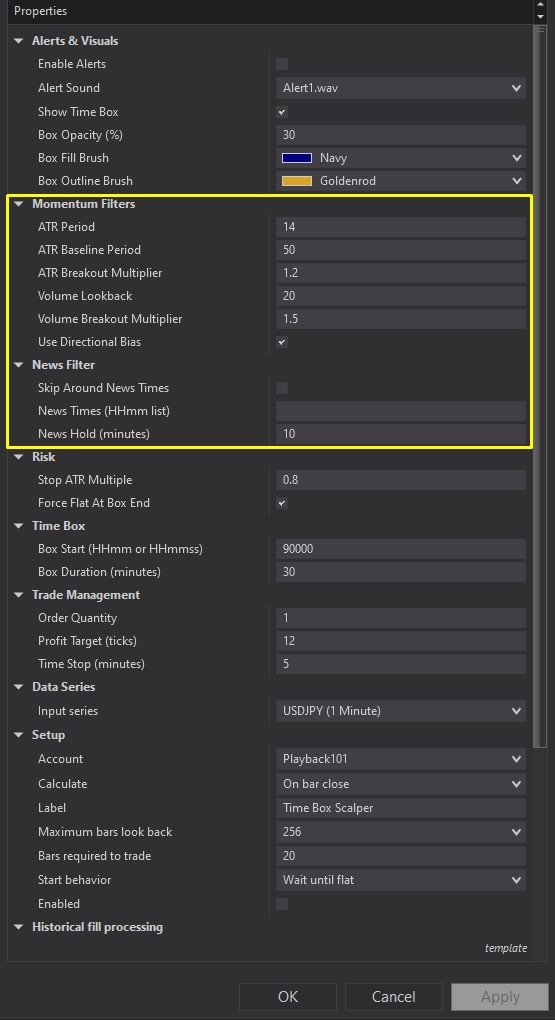 Time Box Scalper - NinjaTrader 8 Strategy Screenshot 4