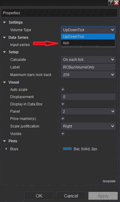 RCBuyVolumeOnly - Settings Ask selection