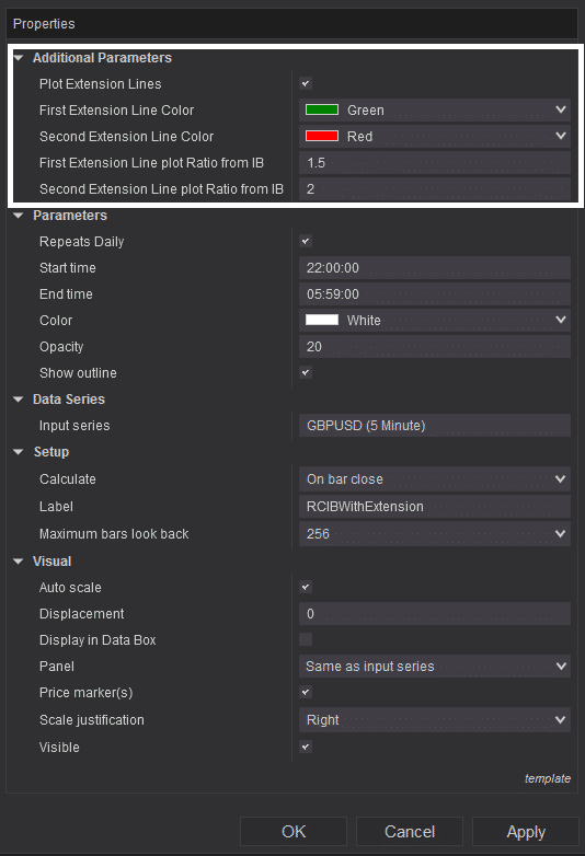 RCIBWithExtension - Settings Additional Parameters